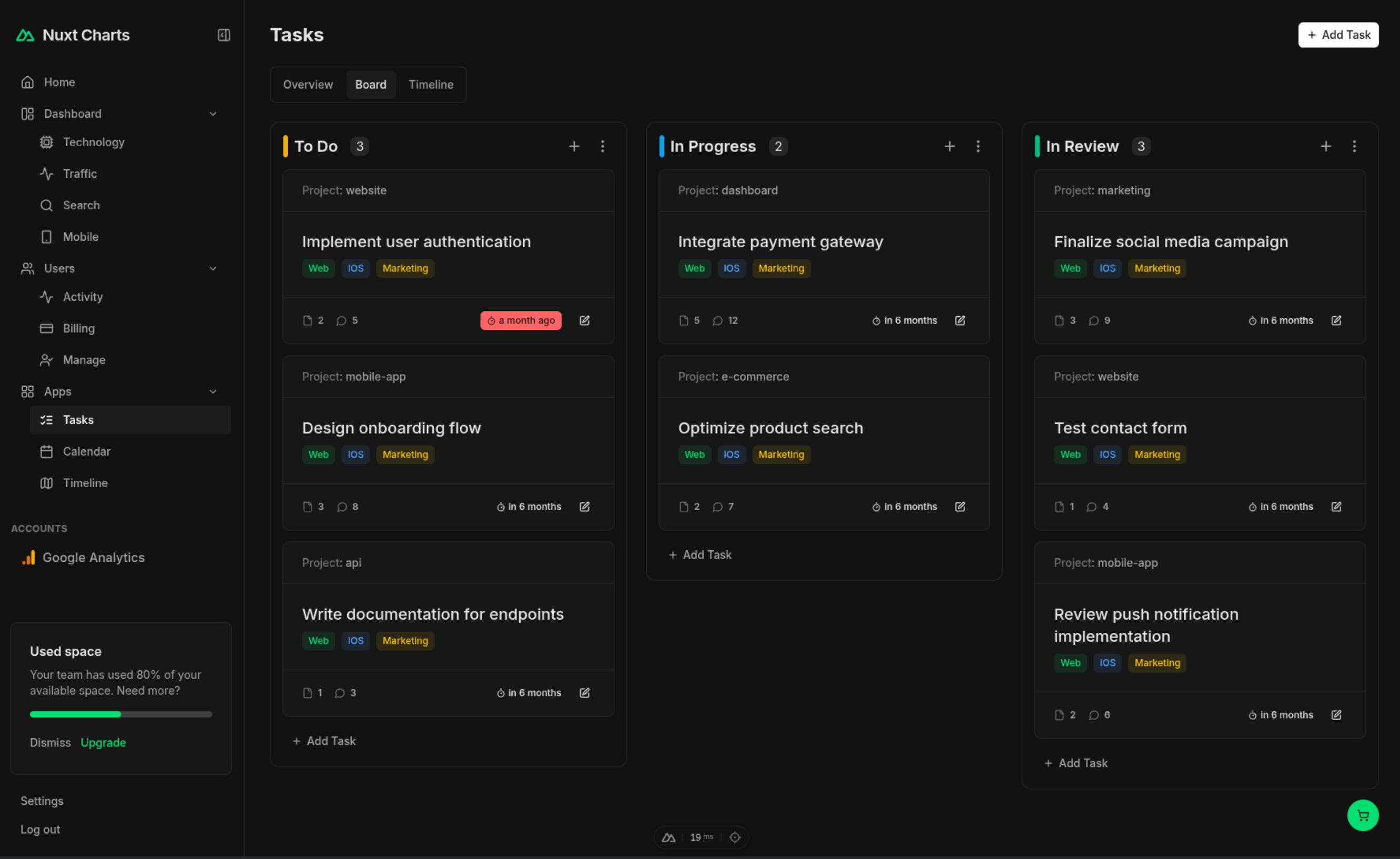 Dashboard Layout 11 Dark
