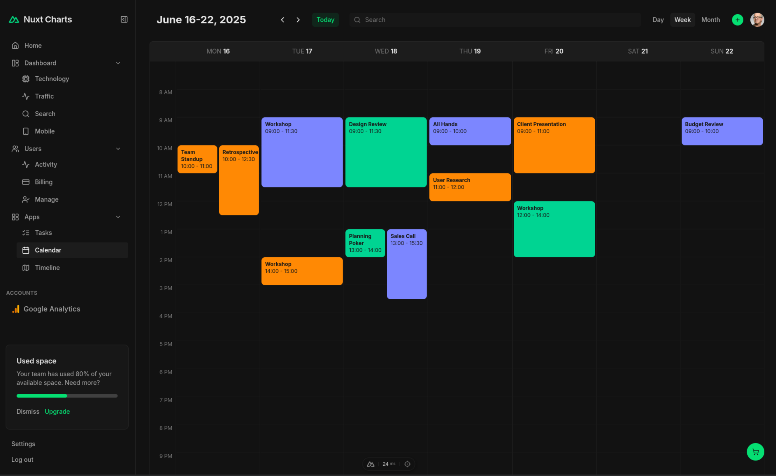 Dashboard Layout 13 Dark